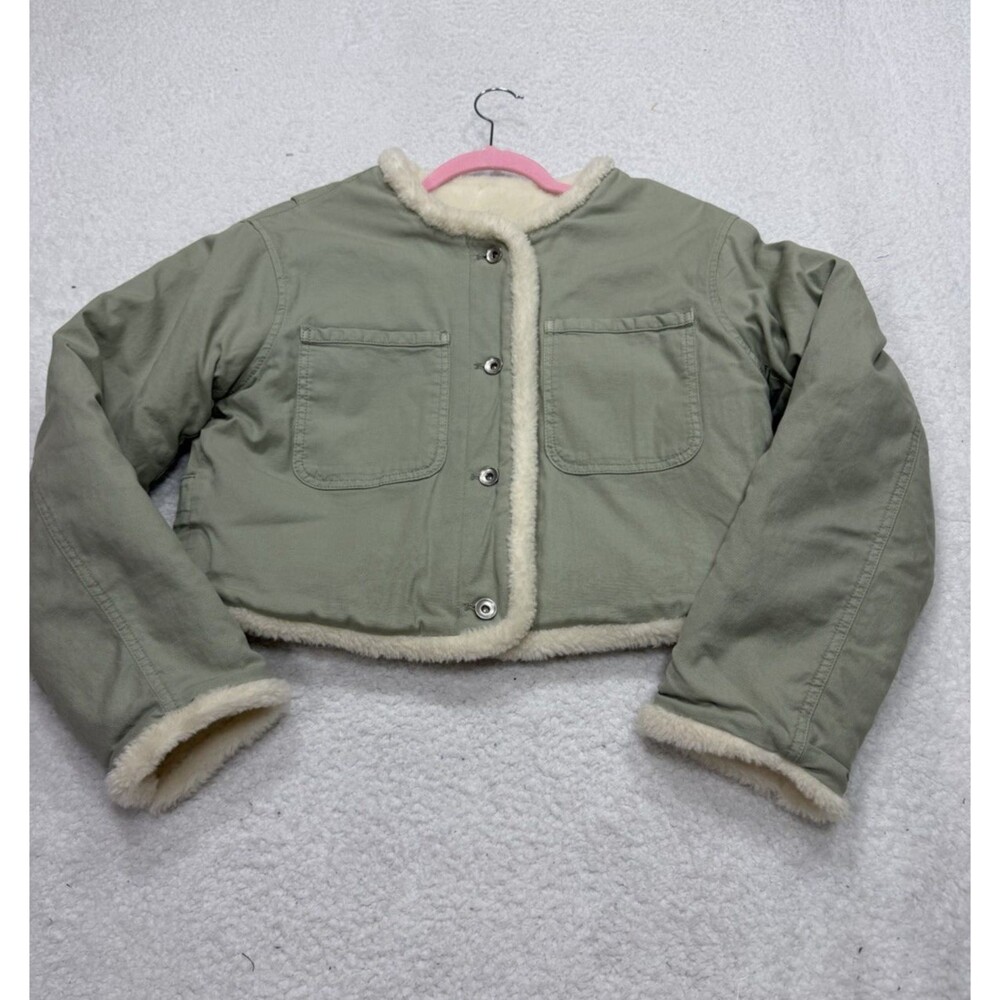 Anthropologie Pilcro Jacket Fleece Lined Lady Light Gray Cozy Preppy Size XS NWT - Picture 2 of 12